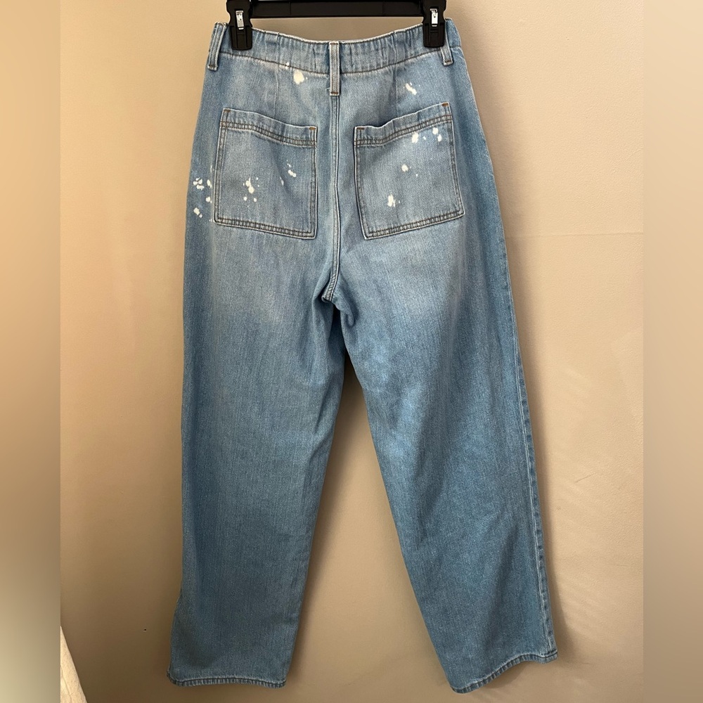 100% Cotton Relaxed Straight Splatter Jeans - Picture 3 of 5
